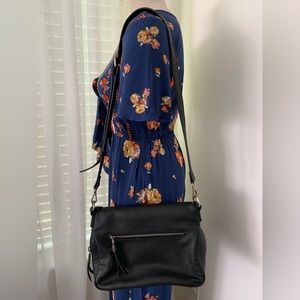 Black pebbled leather crossbody bag